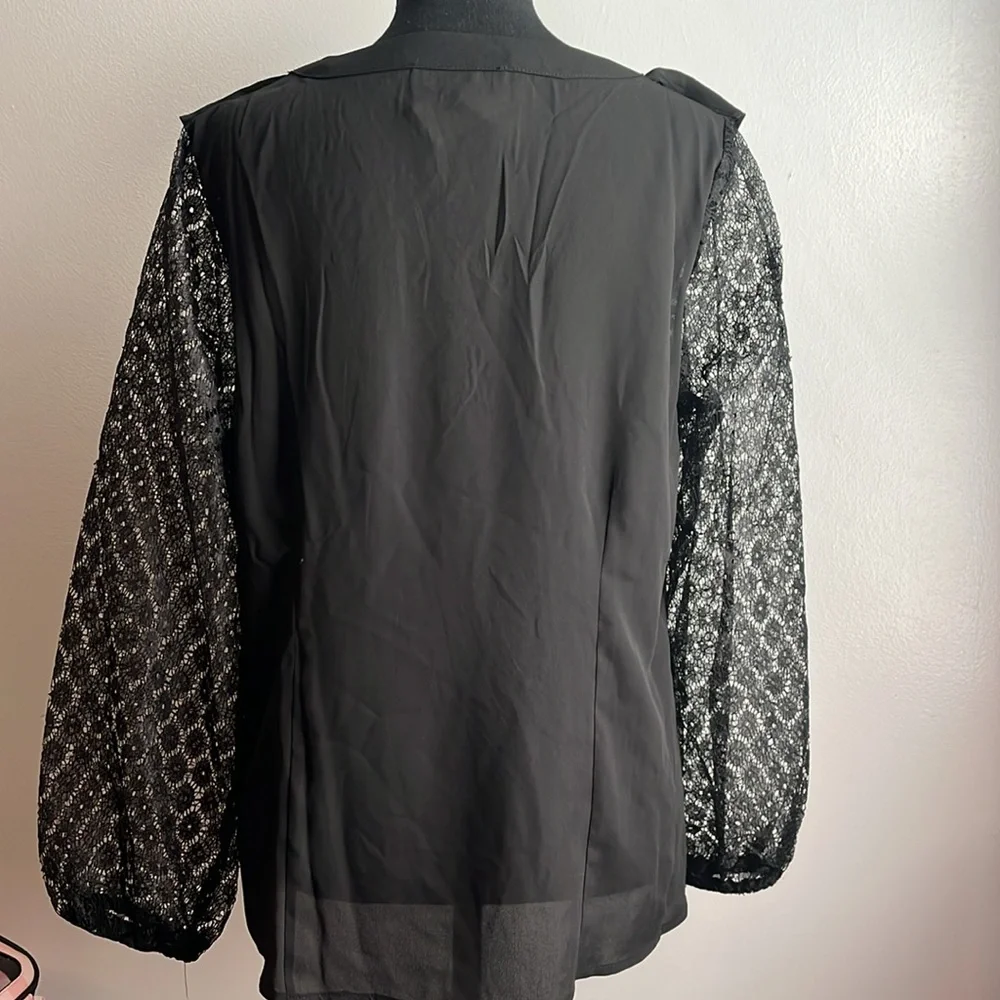 New York & Company Elegant Black Lace Blouse - Picture 4 of 5
